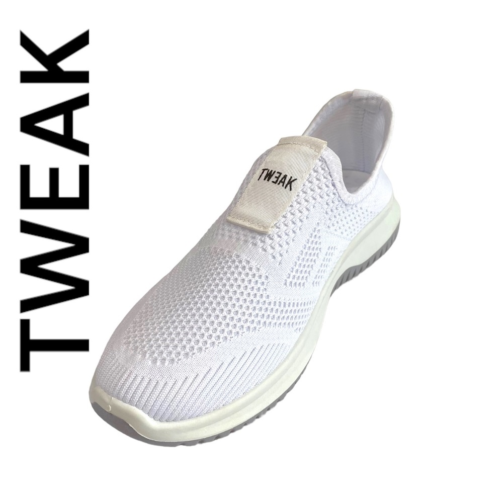 TWEAK BRAND ULTRA LIGHT WEIGHT RUNNING SPORTS WHITE SLIP-ON SNEAKERS SIZE EU 40